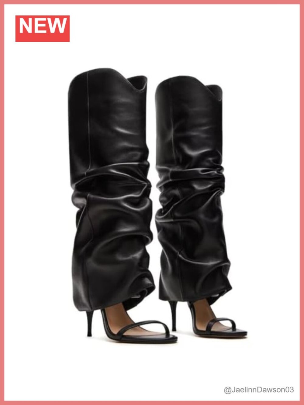 2-in-1 Slouchy Knee High Boots Convertible Stiletto Sandals Faux PU Leather